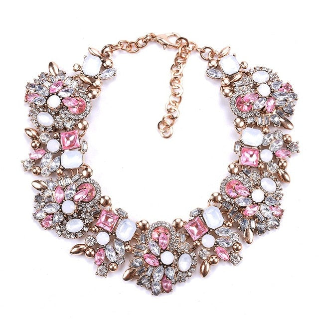 Large Collar Bib Big Chokers Necklaces Women Luxury Crystal Rhinestone Necklace Femme Indian Ethnic Wedding Statement Necklace
